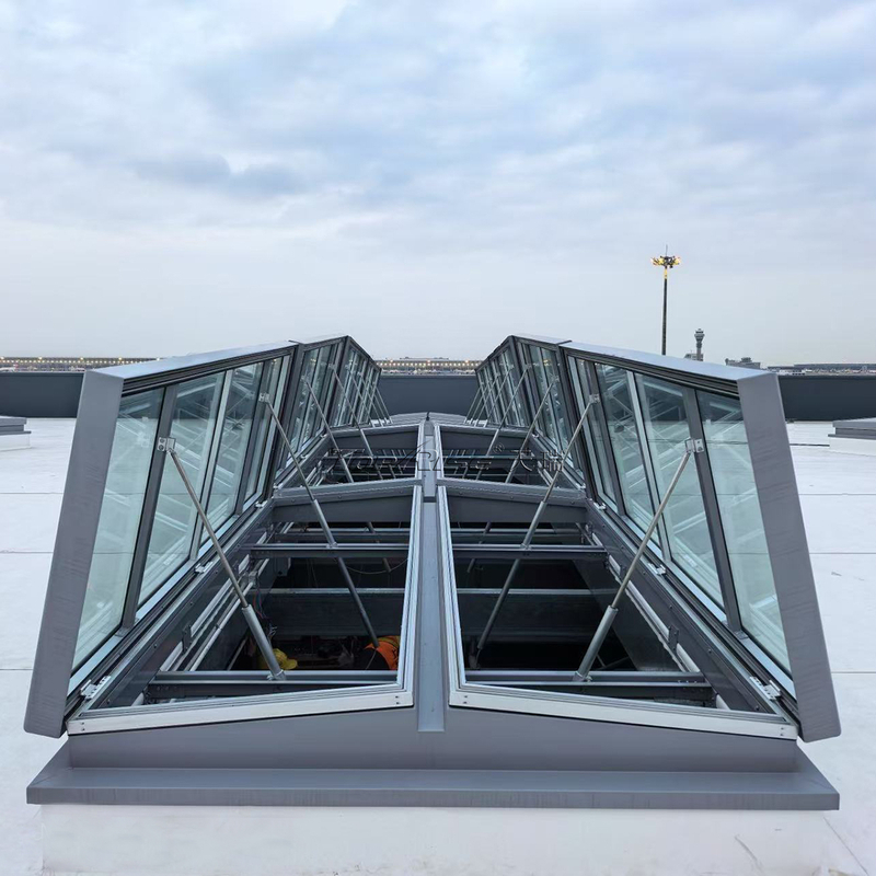 2M*3M Tempered Glass Smoke Exhaust Skylights for Commercial Buildings Airport